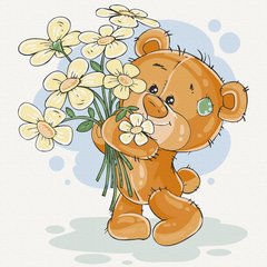 Картина по номерам. Art Craft "Медвежонок с цветами" 30х30 см 15529-AC 21302592 фото