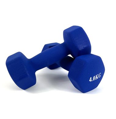 Гантели для фитнеса Neo-Sport 4 кг. x 2 шт., металл с виниловым покрытием (синие) 22600091 фото