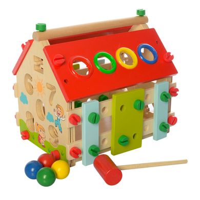 Развивающая игрушка домик с сортером и ксилофоном MD 2087 деревянный 21307538 фото