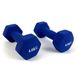 Гантели для фитнеса Neo-Sport 4 кг. x 2 шт., металл с виниловым покрытием (синие) 22600091 фото 2