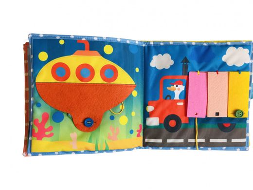 Текстильная развивающая книга для малышей Bambini "Машинка" 403662 21301480 фото