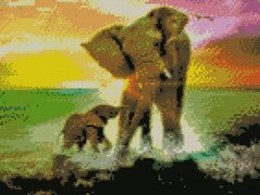 Алмазная мозаика «Слониха с детенышем» Strateg HX211 30х40 см 21304632 фото