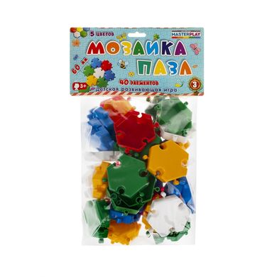 Детская мозаика-пазл №3 1-144, 40 деталей Ø60мм 21304582 фото