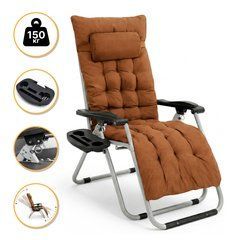Раскладное кресло-шезлонг LEOBRO Zero Gravity Premium Plus коричневое (LB-ZGC-E1-BRN) 22500073 фото
