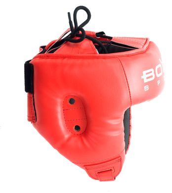 Шолом боксерський 1 (XL) відкритий червоний, шкірозамінник. 1640332 фото