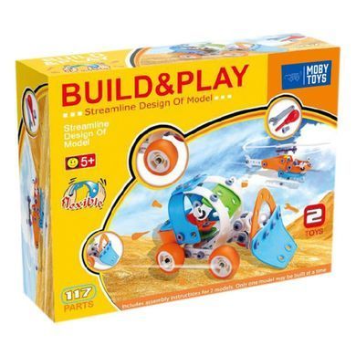Конструктор детский Build&Play "Булдозер + Вертолет" HANYE J-101B, 117 элемента 21303599 фото