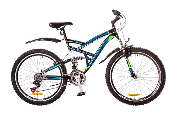 Велосипед 26 Discovery CANYON AM2 14G Vbr рама-19 St черно-сине-зеленый (м) с крылом Pl 2017 1890026 фото