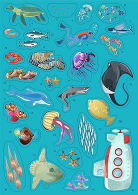 Дитяча гра з багаторазовими наклейками "Підводний світ" (KP-008), 43 наклейки 21306602 фото