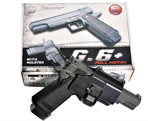 G6+ Страйкбольный пистолет Galaxy Colt M1911 Hi-Capa с кобурой металл черный 20500082 фото