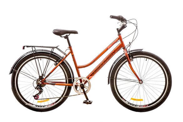 Велосипед 26 Discovery PRESTIGE WOMAN 14G Vbr рама-17 St коричнево-жовтогарячий з багажником зад St, з крилом St 2017 1890028 фото
