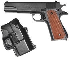 G13+ Страйкбольный пистолет Galaxy Colt M1911 Classic металл пластик с пульками и кобурой черный