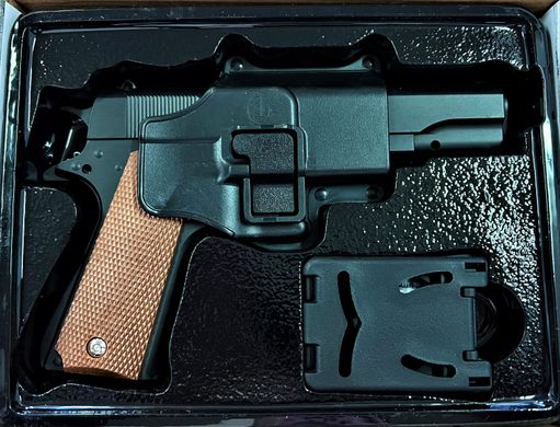 G13+ Страйкбольный пистолет Galaxy Colt M1911 Classic металл пластик с пульками и кобурой черный 20500084 фото