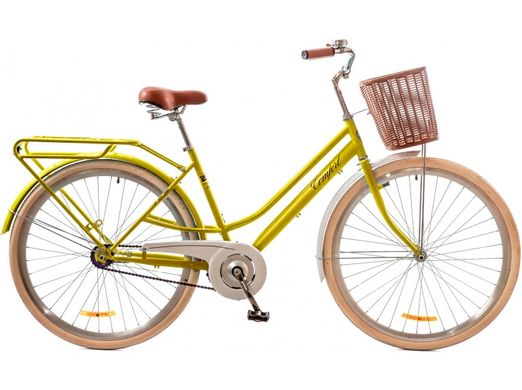 Велосипед 28 Dorozhnik COMFORT FEMALE 14G рама-19 St жовтий з багажником зад St, з крилом St, з кошиком Pl 2017 1890079 фото