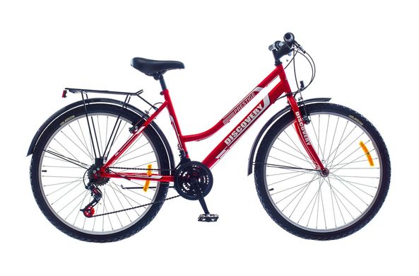 Велосипед 26 Discovery PRESTIGE WOMAN 14G Vbr рама-17 St красно-черный (м) с багажником зад St, с крылом St 2017 1890029 фото