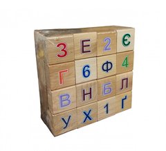 Дерев'яні кубики з алфавітом 11201 кольорова абетка 21303812 фото