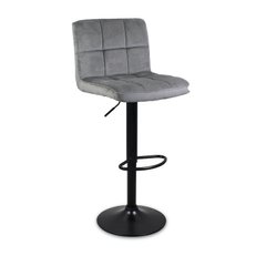 Барний стілець Hoker Just Sit Monzo-Velvet-Темно-Сірий з чорною ніжкою 20200173 фото