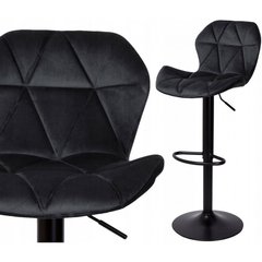 Барный стул со спинкой Bonro B-087 черный велюр с черным основанием 7000617 фото
