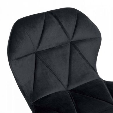Барний стілець зі спинкою Bonro B-087 велюр чорне з чорною основою 7000617 фото