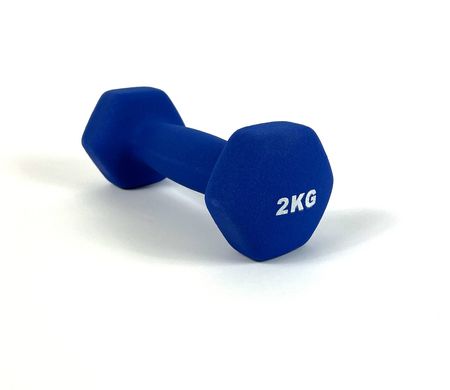 Гантели для фитнеса Neo-Sport 2 кг. x 2 шт., металл с виниловым покрытием (синий) 22600087 фото
