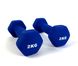 Гантелі для фітнесу Neo-Sport 2 кг. x 2 шт., метал з вініловим покриттям (синій) 22600087 фото 1