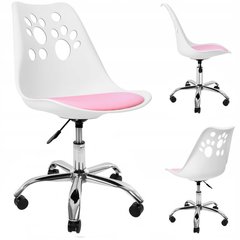 Крісло офісне, комп&apos;ютерне Bonro B-881 біле з рожевим сидінням 7000312 фото