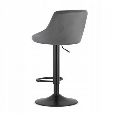 Барний стілець зі спинкою Bonro B-074 велюр сіре з чорною основою 7000419 фото