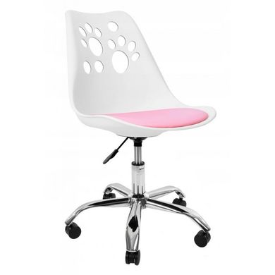 Крісло офісне, комп&apos;ютерне Bonro B-881 біле з рожевим сидінням 7000312 фото