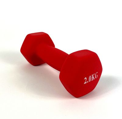 Гантели для фитнеса Neo-Sport 2 кг. x 2 шт., металл с виниловым покрытием (красный) 22600088 фото