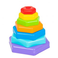 Іграшка розвиваюча "Райдужна пірамідка" 39354, 6 деталей і платформа 21303814 фото