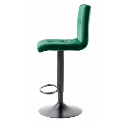Барний стілець зі спинкою Bonro B-0106 велюр зелений з чорною основою 7000619 фото