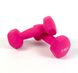Гантели для фитнеса Neo-Sport 2 кг. x 2 шт., металл с виниловым покрытием (розовые) 22600089 фото 4
