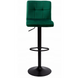 Барний стілець зі спинкою Bonro B-0106 велюр зелений з чорною основою 7000619 фото 3