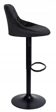 Барний стілець зі спинкою Bonro B-074 велюр чорне з чорною основою 7000420 фото