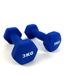 Гантелі для фітнесу Neo-Sport 3 кг. x 2 шт., метал з вініловим покриттям (сині) 22600090 фото