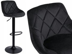 Барний стілець зі спинкою Bonro B-074 велюр чорне з чорною основою 7000420 фото