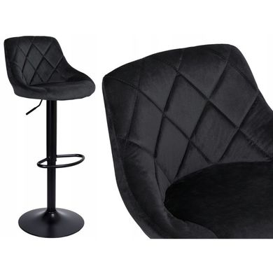 Барный стул со спинкой Bonro B-074 велюр черное с черным основанием 7000420 фото