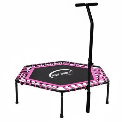 Фитнес-батут King Sport Pink 130 см с ручкой, усиленная стальная рама, 42 амортизатора (Jumping Fitness) 22900082 фото