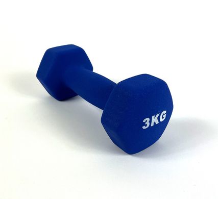 Гантелі для фітнесу Neo-Sport 3 кг. x 2 шт., метал з вініловим покриттям (сині) 22600090 фото