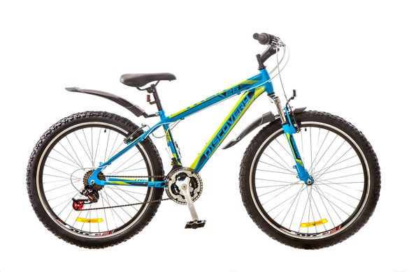 Велосипед 26 Discovery TREK AM 14G DD рама-15 St сине-черно-зеленый (м) с крылом Pl 2017 1890033 фото