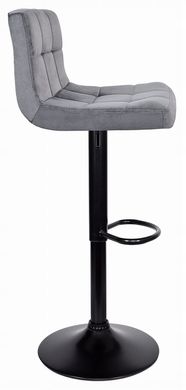 Барний стілець зі спинкою Bonro B-0106 велюр сірий з чорною основою 7000421 фото