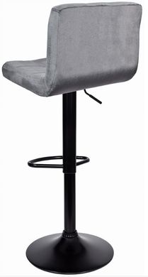 Барний стілець зі спинкою Bonro B-0106 велюр сірий з чорною основою 7000421 фото