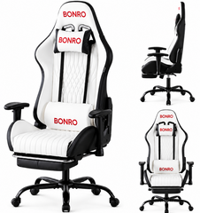 Игровое кресло Bonro 1002G-1 с подставкой для ног, белое 7001205 фото
