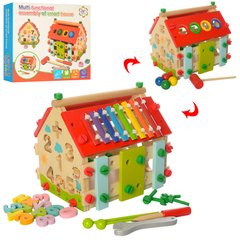 Развивающая игрушка домик с сортером и ксилофоном MD 2087 деревянный 21307538 фото