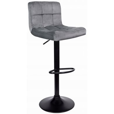 Барный стул со спинкой Bonro B-0106 велюр серый с черным основанием 7000421 фото