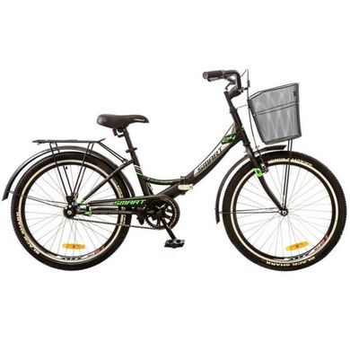 Велосипед 24 Formula SMART 14G рама-15 St черно-зелен. с багажником зад St, с крылом St, с корзиной St 2017 1890185 фото