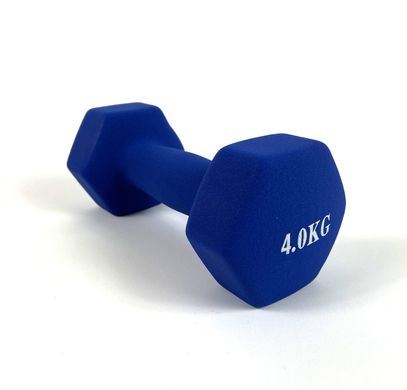 Гантелі для фітнесу Neo-Sport 4 кг. x 2 шт., метал з вініловим покриттям (сині) 22600091 фото