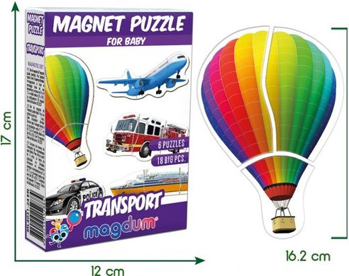 Набір магнітів Magdum Baby puzzle Транспорт ML4031-24 EN 21304166 фото