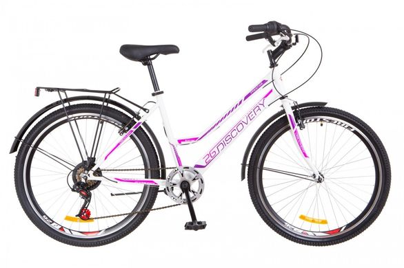 Велосипед 26 Discovery PRESTIGE WOMAN 14G Vbr рама-17 St бело-фиолетовый с багажником зад St, с крылом St 2018 1890407 фото