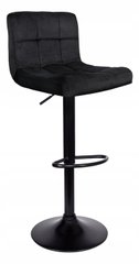 Барный стул со спинкой Bonro B-0106 велюр черный с черным основанием 7000422 фото