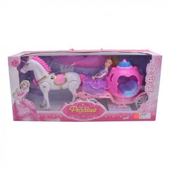 Игрушечная карета с лошадью и куклой 686-770/1 музыкальная (Pink) 21303917 фото